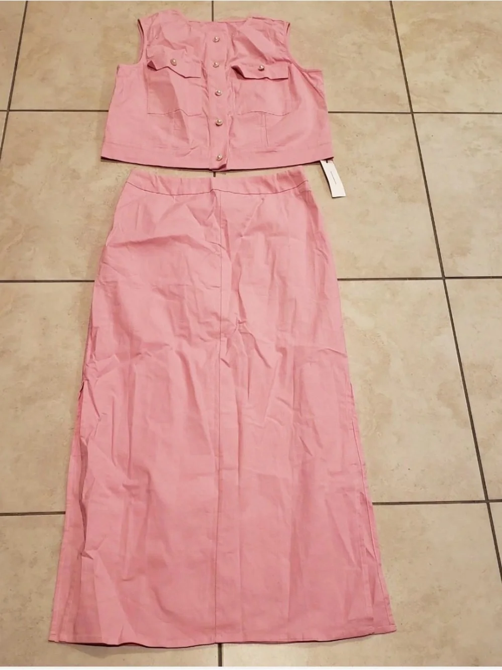 Commense Split pockets sleeveless Skirt set